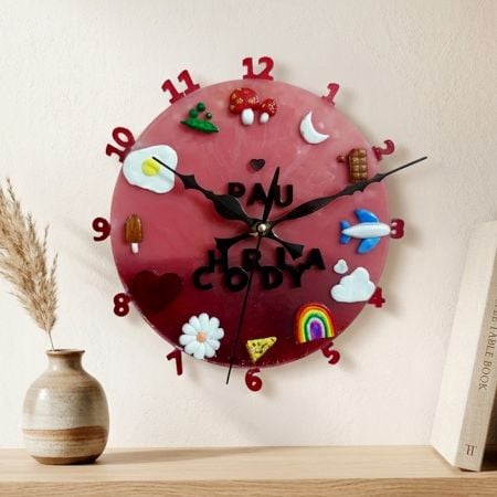 Handmade MDF Wood Clay Pau Chody Wall Clock